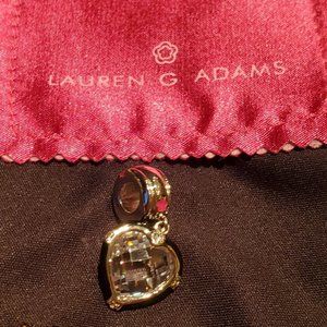 Lauren G Adams Heart slide charm with black border